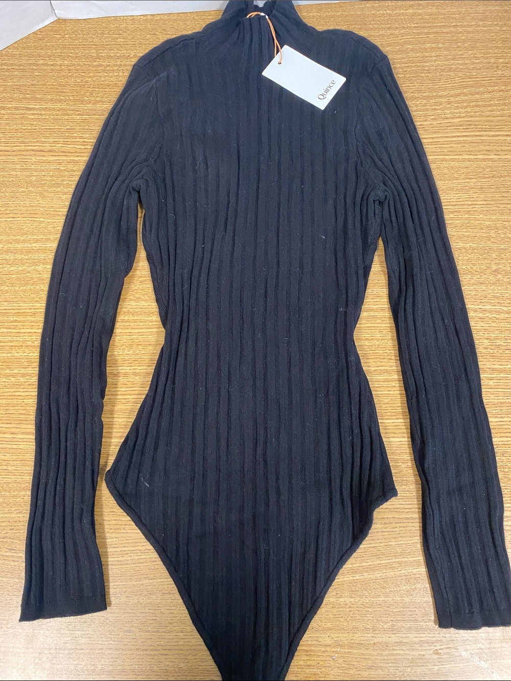 Cotton Cashmere Ribbed Turtleneck Bodysuit